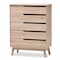 Baxton Studio Fella Mid-Century Modern Two-Tone Oak and Grey Wood 5-Drawer Chest 138-7703 - alternate 1